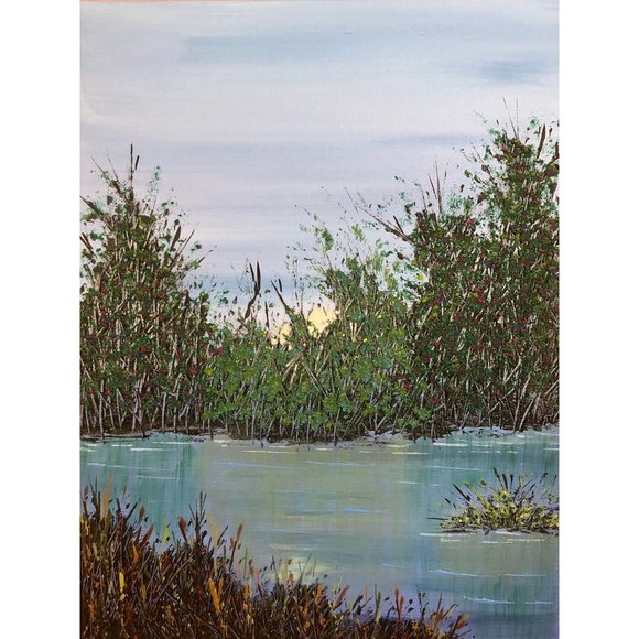 Awakening Original Acrylic Painting Signed 9 x 12 Landscape Hand Painted
